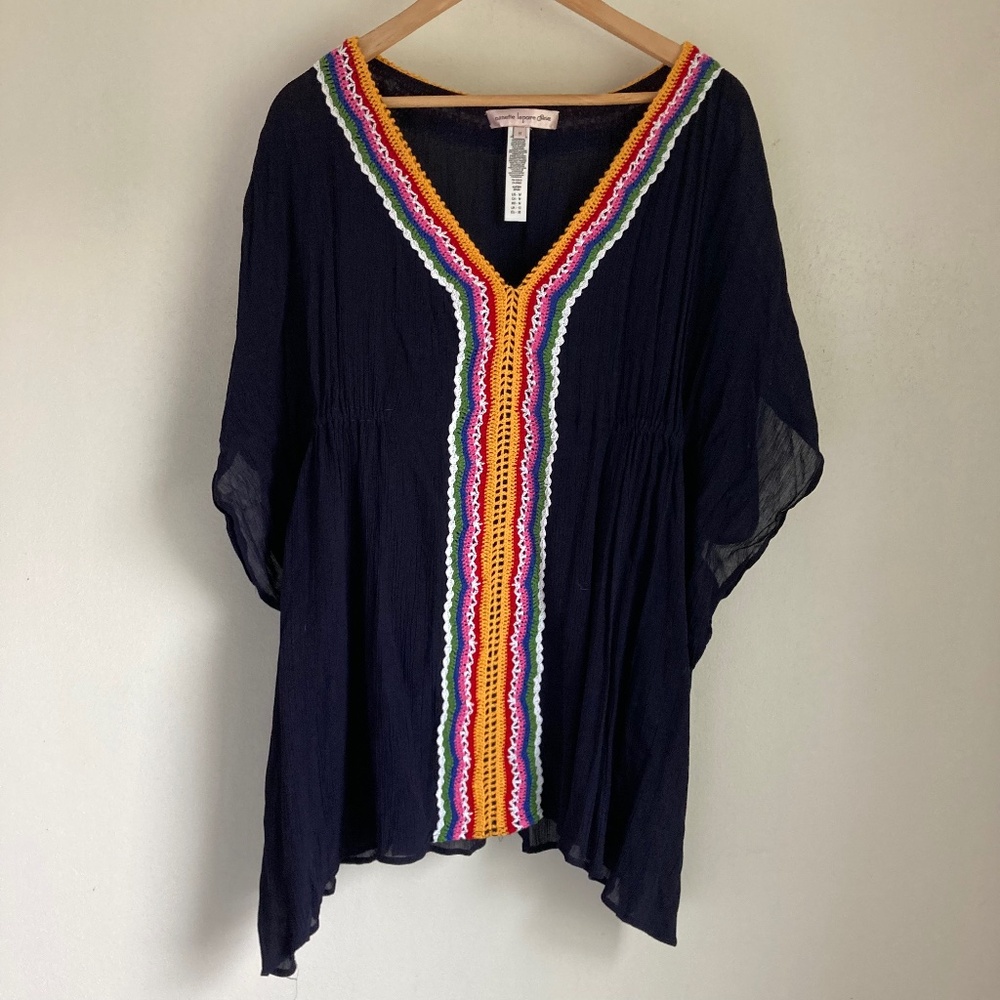 Nanette Lepore Black Swim Coverup with Multicolor Trim